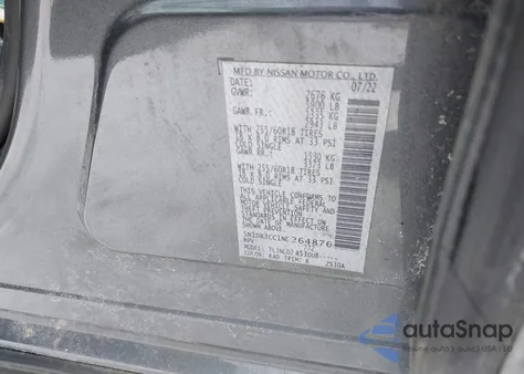 2022 Nissan Pathfinder Sl 4Wd из США, поврежденный, VIN 5N1DR3CC1NC264876